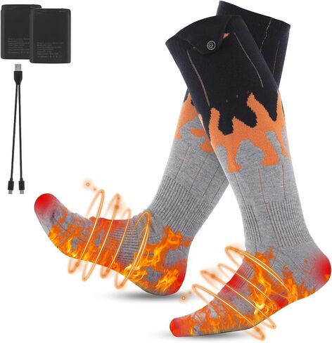 جوارب ساخنة 5000 مللي أمبير للرجال والنساء - جوارب كهربائية سريعة التسخين 360 درجة - 4 إعدادات للحرارة 131 درجة فهرنهايت - 167 درجة فهرنهايت جوارب ساخنة بالبطارية - جوارب كهربائية قابلة للغسل في الغسالة وقابلة لإعادة الشحن للصيد والتزلج والتخييم in Kuwait