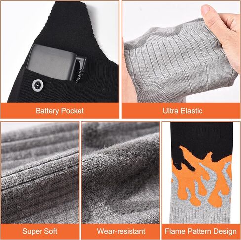 جوارب ساخنة 5000 مللي أمبير للرجال والنساء - جوارب كهربائية سريعة التسخين 360 درجة - 4 إعدادات للحرارة 131 درجة فهرنهايت - 167 درجة فهرنهايت جوارب ساخنة بالبطارية - جوارب كهربائية قابلة للغسل في الغسالة وقابلة لإعادة الشحن للصيد والتزلج والتخييم in Kuwait