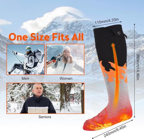 جوارب ساخنة 5000 مللي أمبير للرجال والنساء - جوارب كهربائية سريعة التسخين 360 درجة - 4 إعدادات للحرارة 131 درجة فهرنهايت - 167 درجة فهرنهايت جوارب ساخنة بالبطارية - جوارب كهربائية قابلة للغسل في الغسالة وقابلة لإعادة الشحن للصيد والتزلج والتخييم in Kuwait
