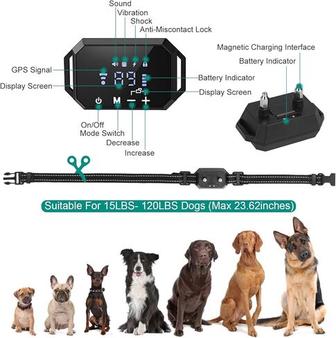 iMounTEK Wireless GPS Dog سياج قابل لإعادة الشحن مقاوم للماء طوق كلب كهربائي 98-3280FT قابل للتعديل نصف قطر نظام احتواء الحيوانات الأليفة في الهواء الطلق للكلاب المتوسطة الكبيرة in Kuwait