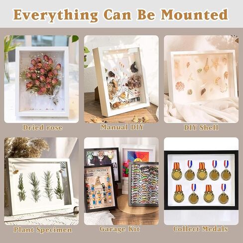 Kennmo 8x10 Black Wooden Shadow Box Frame Memory Box, MDF Wood with Tempered Glass, 1.8 inch Depth Display Box for Collages Collections Mementos Awards Medals Photos (Black) in Saudi Arabia