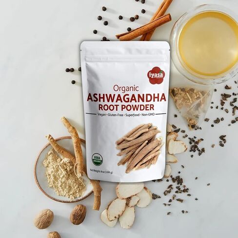 Iyasa Holistics Organic Ashwagandha Powder, Withania Somnifera, Ayurveda Superfood from India, Workout Supplement, Resealable Pack of 8 oz (Pack of 1) in Saudi Arabia