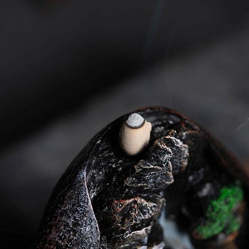 حامل بخور بتدفق عكسي، مبخرة من الراتنج، مبخرة جبلية، حامل مخاريط بخور لتزيين المكتب والمنزل مع 120 مخروط بخور و30 عود بخور وملقط وM in Kuwait