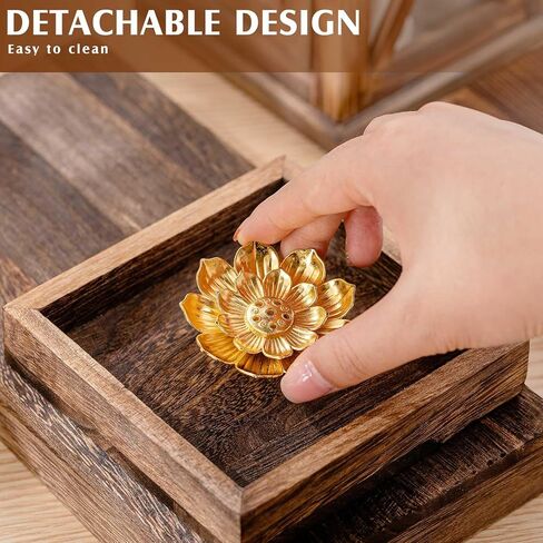 Layhit 60 Pieces Zinc Alloy Incense Holder Gold Color Incense Burner Incense Stick Holder Lotus Decor Lotus Incense Holder Incense Stand for Home Fragrance Accessories, 2.4 Inches/ 6 cm in Diameter in Kuwait