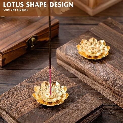 Layhit 60 Pieces Zinc Alloy Incense Holder Gold Color Incense Burner Incense Stick Holder Lotus Decor Lotus Incense Holder Incense Stand for Home Fragrance Accessories, 2.4 Inches/ 6 cm in Diameter in Kuwait