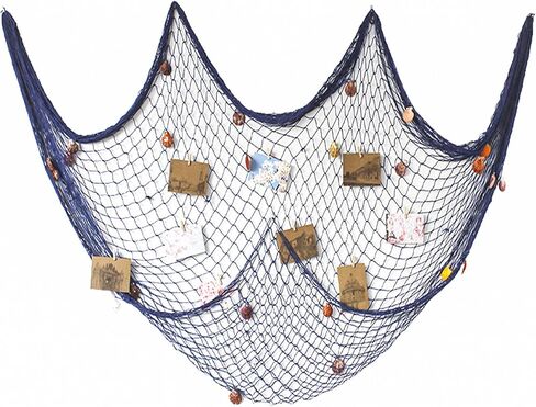 Decorative Fish Net, 39 x 78 inch Fish Netting with Coloured Shells, Fishing Net Decoration for Nautical Theme Party, Bar Wall Hanging in Kuwait