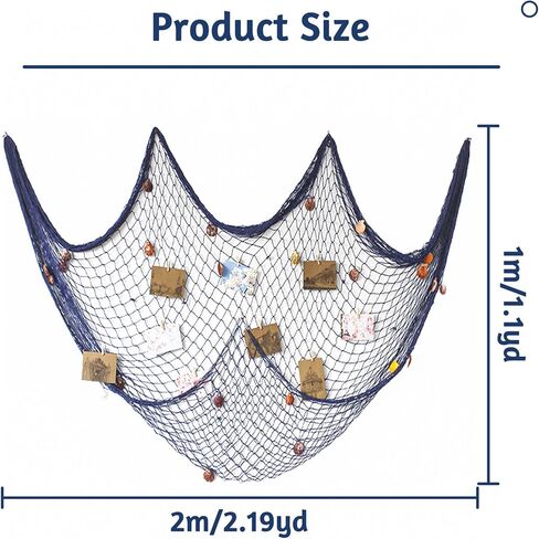 Decorative Fish Net, 39 x 78 inch Fish Netting with Coloured Shells, Fishing Net Decoration for Nautical Theme Party, Bar Wall Hanging in Kuwait