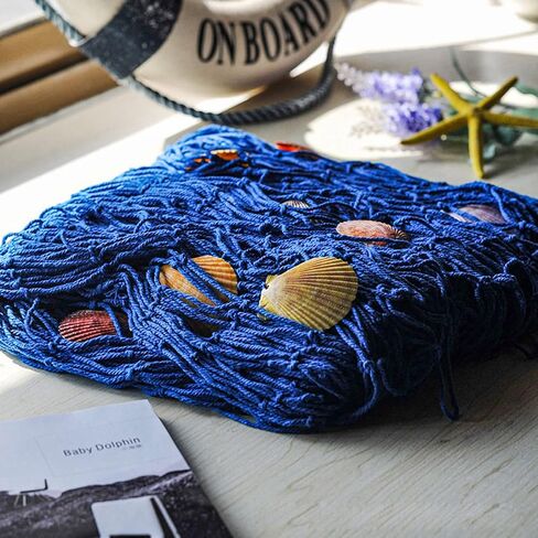 Decorative Fish Net, 39 x 78 inch Fish Netting with Coloured Shells, Fishing Net Decoration for Nautical Theme Party, Bar Wall Hanging in Kuwait