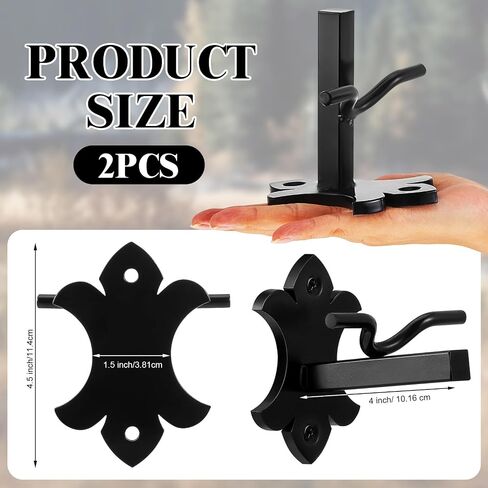 Hicarer 2 قطعة شماعة جمجمة فولاذية على شكل غزال أوروبي مع تركيب سهل وبسيط للعبة الحائط Taxidermy Elk Antler Moose Buffalo Cattle Caribou عرض داخلي وخارجي، أسود in Saudi Arabia
