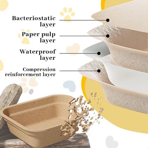 NDSWKR 8 عبوات من صناديق فضلات القطط للاستعمال مرة واحدة، صينية فضلات القطط الورقية مقاس 17 × 13.3 × 4 بوصة، مقالي صندوق فضلات القطط للاستخدام الداخلي والخارجي والمنزل والسفر الهامستر أرنب خنزير غينيا، مقاومة للماء ومحمولة in Kuwait