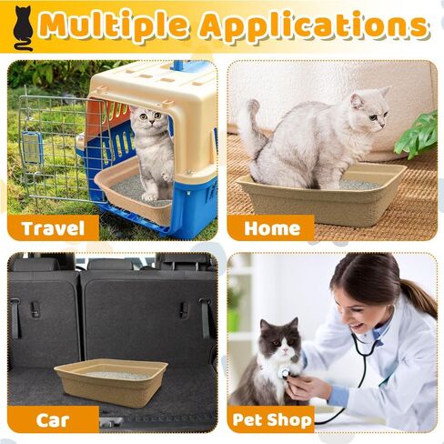 NDSWKR 8 عبوات من صناديق فضلات القطط للاستعمال مرة واحدة، صينية فضلات القطط الورقية مقاس 17 × 13.3 × 4 بوصة، مقالي صندوق فضلات القطط للاستخدام الداخلي والخارجي والمنزل والسفر الهامستر أرنب خنزير غينيا، مقاومة للماء ومحمولة in Kuwait