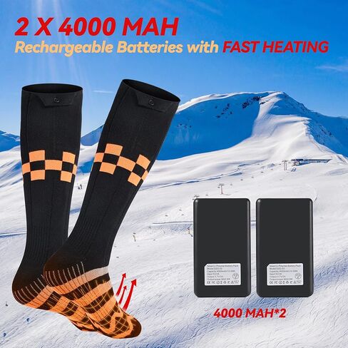 جوارب حرارية للرجال والنساء - جوارب ببطارية قابلة لاعادة الشحن بسعة كبيرة مع 3 اعدادات للتدفئة، جوارب تدفئة كهربائية للقدم للانشطة الخارجية في الشتاء in Kuwait