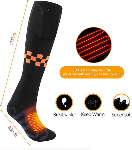 جوارب حرارية للرجال والنساء - جوارب ببطارية قابلة لاعادة الشحن بسعة كبيرة مع 3 اعدادات للتدفئة، جوارب تدفئة كهربائية للقدم للانشطة الخارجية في الشتاء in Kuwait