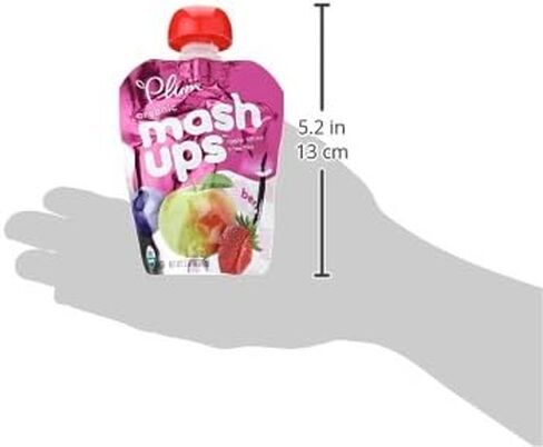 Plum Organics Mashups، صلصة التفاح العضوية للأطفال، الفراولة والتوت الأسود والتوت، 3.17 أونصة، 4 قطع in Kuwait