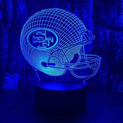 chenshiyan الأمريكية الرجبي المنافسة كرة القدم خوذة الشكل 3D الوهم البصري LED غرفة نوم ديكور مصباح طاولة النوم مع جهاز التحكم عن بعد 7 ألوان ضوء الليل عيد الميلاد هدايا عيد الميلاد للأطفال المشجعين SF، الرجال والنساء in Kuwait