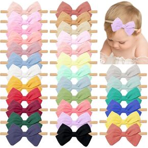 تيرجي 30 قطعة من ربطات شعر من الكتان للفتيات الصغيرات، ربطات شعر مرنة من النايلون، اكسسوارات شعر للرضع والاطفال حديثي الولادة in Kuwait