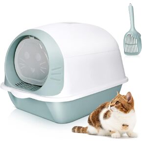 Kphico Cat Litter Box,Cat Potty with Cat Litter Scoop and Bamboo Charcoal Bag,Large Top Entry Anti-Splashing Litter Box for Indoor Multiple Cats - 20" x 14" x 15" in Kuwait