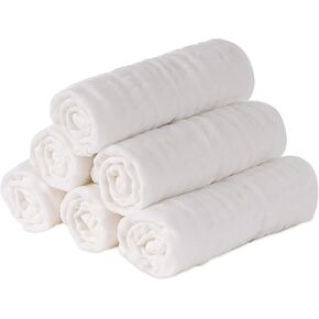 WESOTE 100% Cotton Muslin Burp Cloths for Baby 6 Pack of Large 20" x 10" Soft and Absorbent Washcloths for Boys and Girls White in Kuwait