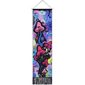 Lyacmy Blacklight Mushroom UV Reactive Vertical Tapestry Eyes Tapestries Colorful Flower Tapestry Abstract Art Tapestry Glow in The Dark Wall Hanging for Home Decor Room (12.8 x 51.2 inches) in Kuwait