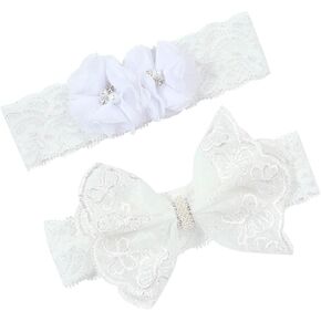 BBTDIN Baptism Christening Headbands Baby Girls Flower Lace Hair Hand White Bow BBG11 (B1-Bow with Cross) in Saudi Arabia