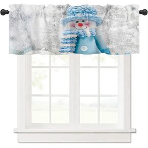 LiDU ستائر عيد الميلاد للنوافذ بطول 18 بوصة، لوحة نافذة قصيرة قضيب جيب رجل ثلج مع رقاقات الثلج البيضاء المطبخ الأمامي والخلفي باب غرفة النوم والحمام Christmas30ldu1105 54 بوصة × 18 بوصة in Kuwait