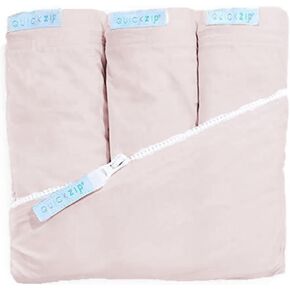 QuickZip Crib Sheet Set - Faster, Safer, Easier Baby Crib Sheets - Includes 1 Wraparound Base & 1 Zip-On Crib Sheet - White 100% Cotton - Fits All Standard Crib Mattresses in Kuwait