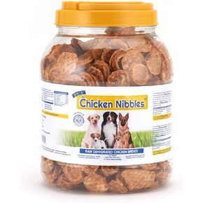 PCI Pet Center Inc. Chicken Nibbles Raw Dehydrated Chicken Breast Dog Treats, 1 Pound Container,16 oz,CHK-101