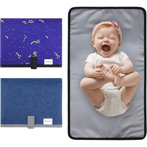 Baby Diaper Changing Pads, 2Pack Portable Changing Pad for Newborn Girl & Boy, Waterproof Travel Baby Changing Mat - Lightweight & Compact (Blue CX, Pure Blue) in Kuwait