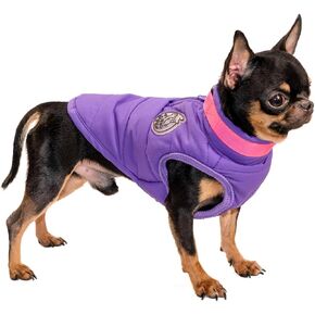 Hug Pupee Adjustable Neck Girth Small Dog Clothes Padded Jacket Winter Coat Cozy Warm Comfy Clothing for Tiny Dogs Vest - Orange Small