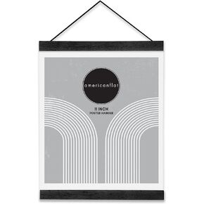 Americanflat 8 Inch Black Magnetic Poster Hanger, Wood Hanger Frame for Posters, Photos, Pictures, Art Prints and Canvas Artwork. Wooden Magnet Holders for a Map, Scroll, Print, Tapestry or Manuscript
