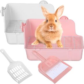 اتش اس اي اي صندوق فضلات الارانب، صندوق فضلات الارنب، صندوق فضلات للارانب، صندوق فضلات الحيوانات الصغيرة للارانب والخنزير الغيني وجاليسور والقوارض مصنوع من بلاستيك مستطيل من قطعتين in Kuwait