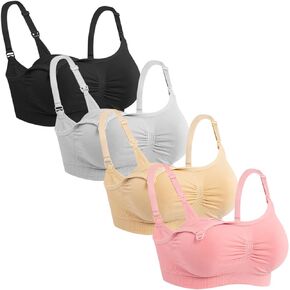 iloveSIA 4Pack حمالة صدر للرضاعة الطبيعية، حمالة صدر للحمل، حمالة صدر لاسلكية مناسبة للحمل، مقاس عادي وحجم كبير M-4XL