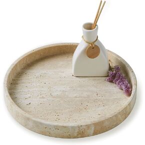 PHINILUX Italian 100% Marble Round Vanity Tray 10'', Decorative & Fruit Serving Trays for Bathroom, Kitchen, Nightstand, Jewelry Ring Dish Holder, Table Accents Decor, Green in Kuwait