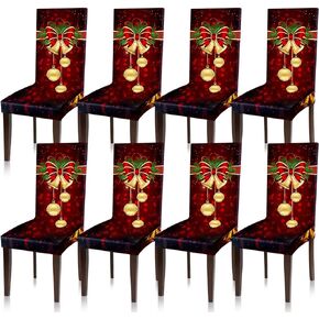 Moukeren Chair Covers (4 Pcs, Green) - Furniture Cover for Dining Room, Stretch Removable Washable Protector with Christmas Seat Slipcover for Home Hotel Banquet Wedding Party