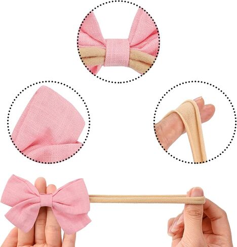 تيرجي 30 قطعة من ربطات شعر من الكتان للفتيات الصغيرات، ربطات شعر مرنة من النايلون، اكسسوارات شعر للرضع والاطفال حديثي الولادة in Kuwait