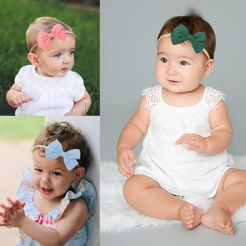 تيرجي 30 قطعة من ربطات شعر من الكتان للفتيات الصغيرات، ربطات شعر مرنة من النايلون، اكسسوارات شعر للرضع والاطفال حديثي الولادة in Kuwait