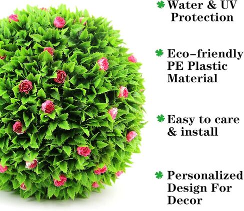 Sunnyglade 2 PCS 15.7 inch 3 Layers Artificial Plant Topiary Ball Faux Boxwood Decorative Balls for Backyard, Balcony,Garden, Wedding and Home Décor in Kuwait