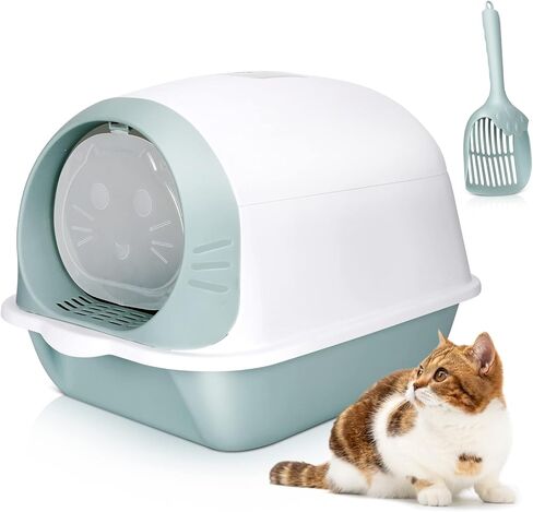 Kphico Cat Litter Box,Cat Potty with Cat Litter Scoop and Bamboo Charcoal Bag,Large Top Entry Anti-Splashing Litter Box for Indoor Multiple Cats - 20" x 14" x 15" in Kuwait