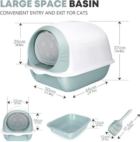 Kphico Cat Litter Box,Cat Potty with Cat Litter Scoop and Bamboo Charcoal Bag,Large Top Entry Anti-Splashing Litter Box for Indoor Multiple Cats - 20" x 14" x 15" in Kuwait