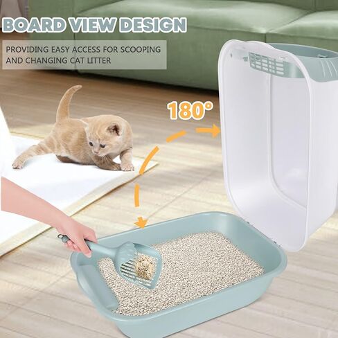 Kphico Cat Litter Box,Cat Potty with Cat Litter Scoop and Bamboo Charcoal Bag,Large Top Entry Anti-Splashing Litter Box for Indoor Multiple Cats - 20" x 14" x 15" in Kuwait