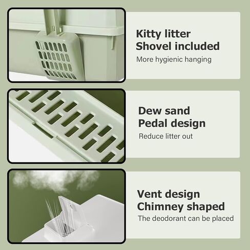 صندوق فضلات القطط مع غطاء، صندوق فضلات بول مغلق بالكامل ومضاد للتسرب للقطط الصغيرة بوزن 10 رطل تقريبًا، مغرفة فضلات يدوية، صندوق فضلات صدفي مغلق/شبه مغلق/مفتوح قابل للاستبدال in Kuwait