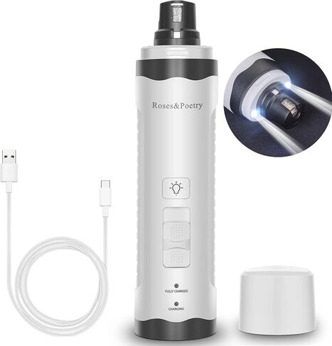 مطحنة أظافر الورود والشعر مع 2 مصباح LED و3 سرعات كهربائية قابلة للشحن لتشذيب أظافر الحيوانات الأليفة بدون ألم وتنعيم وتنعيم الكلاب والقطط الصغيرة والمتوسطة والكبيرة in Kuwait