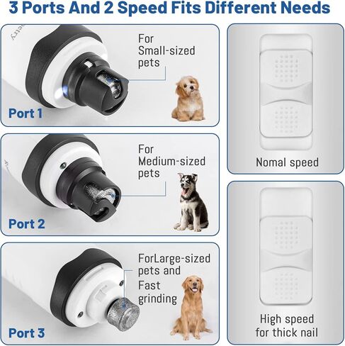 مطحنة أظافر الورود والشعر مع 2 مصباح LED و3 سرعات كهربائية قابلة للشحن لتشذيب أظافر الحيوانات الأليفة بدون ألم وتنعيم وتنعيم الكلاب والقطط الصغيرة والمتوسطة والكبيرة in Kuwait