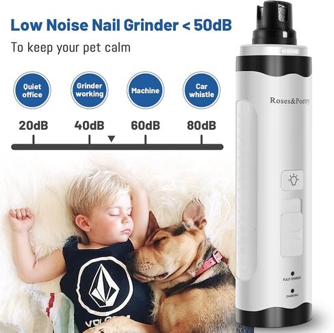 مطحنة أظافر الورود والشعر مع 2 مصباح LED و3 سرعات كهربائية قابلة للشحن لتشذيب أظافر الحيوانات الأليفة بدون ألم وتنعيم وتنعيم الكلاب والقطط الصغيرة والمتوسطة والكبيرة in Kuwait