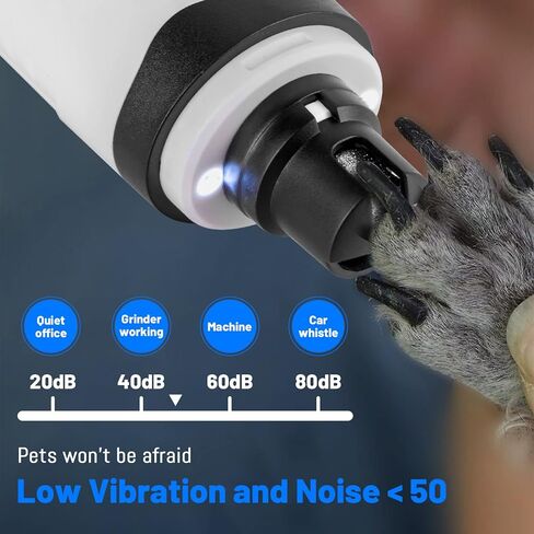 مطحنة أظافر الورود والشعر مع 2 مصباح LED و3 سرعات كهربائية قابلة للشحن لتشذيب أظافر الحيوانات الأليفة بدون ألم وتنعيم وتنعيم الكلاب والقطط الصغيرة والمتوسطة والكبيرة in Kuwait