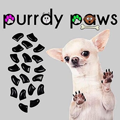 Purrdy Paws 40 عبوة من أغطية الأظافر الناعمة لمخالب الكلاب باللون الأسود مقاس XXL in Kuwait