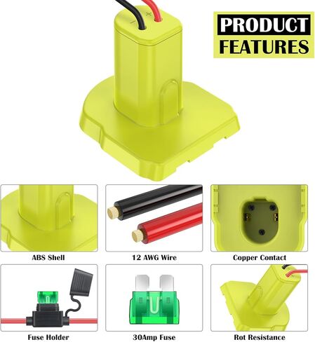 koezeoi 2 حزم محول عجلات الطاقة لryobi 18 فولت محول البطارية عجلات الطاقة طقم محول البطارية مع الصمامات ومحطات الأسلاك وسلك 12awg، موصل الطاقة لألعاب السيارات rc DIY والركوب على الشاحنة in Kuwait