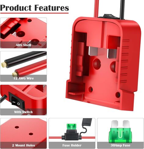 محول عجلات الطاقة KOEZEOI لمحول بطارية Milwaukee M18 18 فولت طقم محول بطارية عجلات الطاقة مع الصمامات والتبديل وموصل تسخير الأسلاك 12AWG سلك لركوب الشاحنة وألعاب Rc in Kuwait