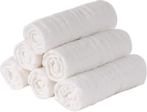 ويزوت قماش تجشؤ من قطن الموسلين بنسبة 100% للاطفال، عبوة من 6 قطع كبيرة 20 انش × 10 انش ناعمة وذات قدرة على الامتصاص للاولاد والبنات، ابيض in Kuwait