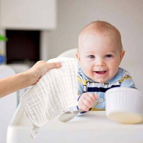 ويزوت قماش تجشؤ من قطن الموسلين بنسبة 100% للاطفال، عبوة من 6 قطع كبيرة 20 انش × 10 انش ناعمة وذات قدرة على الامتصاص للاولاد والبنات، ابيض in Kuwait